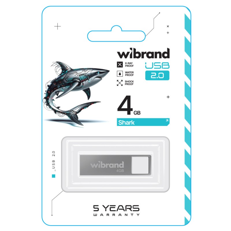Flash Wibrand USB 2.0 Shark 4Gb Silver (WI2.0/SH4U4S)