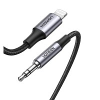Кабель UGREEN US315 Lightning to 3.5mm Aux Cable Aluminum Shell with Braided 1m (Black)(UGR-70509) (UGR-70509)