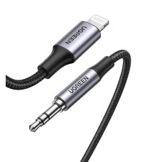 Кабель UGREEN US315 Lightning to 3.5mm Aux Cable Aluminum Shell with Braided 1m (Black)(UGR-70509) (UGR-70509)