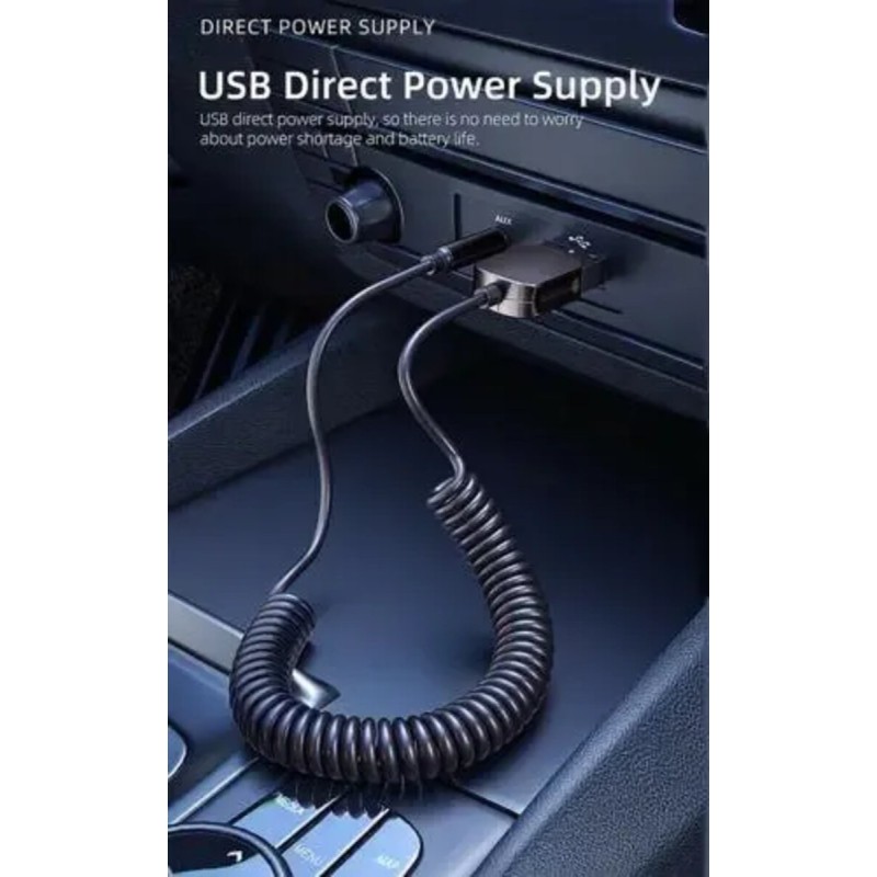 Bluetooth ресивер ESSAGER Bluetooth 5.0 Aux Adapter Car Wireless Receiver USB to 3.5mm Jack Audio Music Mic Handsfree Car Kit Speaker Transmitter Grey (EBTEB01-JS0A)