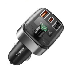 Автобільний зарядний пристрій ESSAGER Blue Cat Car FM Bluetooth MP3 Charger 50W Fast Charge Black (ECCFM-LM01)