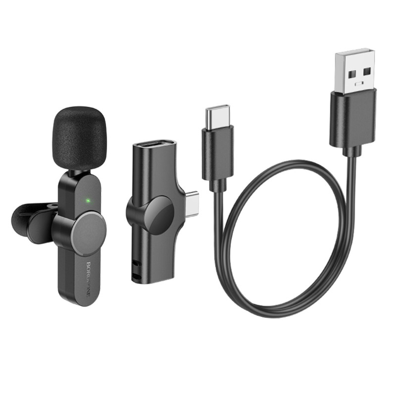 Мікрофон-петличка BOROFONE BFK12 Trophy lavalier wireless digital microphone Type-C Black (6941991106392)