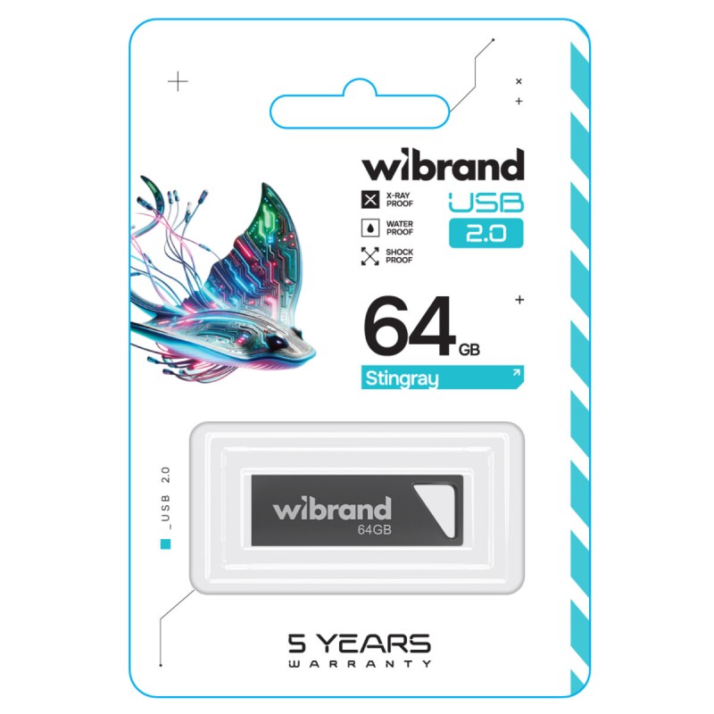Flash Wibrand USB 2.0 Stingray 64Gb Grey (WI2.0/ST64U5G)