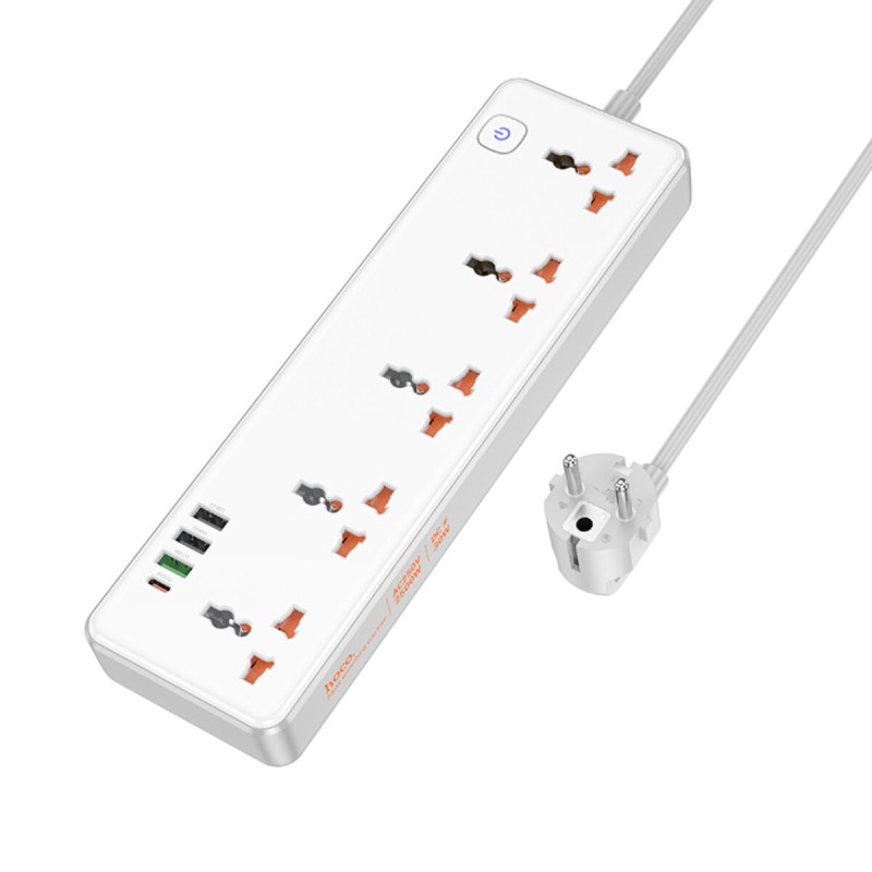Мережевий подовжувач HOCO  AC14A Rico 5-position socket(PD30W/1C3A) White (6942007607186 )