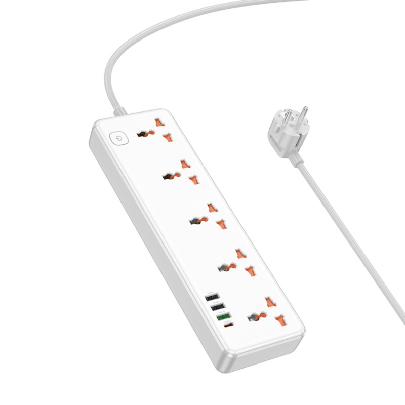 Мережевий подовжувач HOCO  AC14A Rico 5-position socket(PD30W/1C3A) White (6942007607186 )