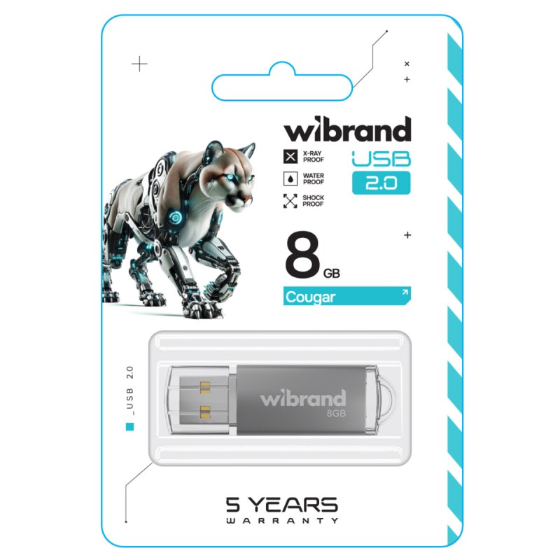 Flash Wibrand USB 2.0 Cougar 8Gb Silver (WI2.0/CU8P1S)