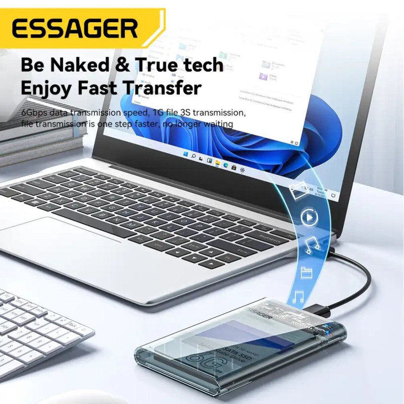 Жорсткий диск ESSAGER (pp bag) Cosmos 2.5 inches SATA 3.0 SSD Hard Disk Enclosure Transparent (EYPS0-XZ20-P)