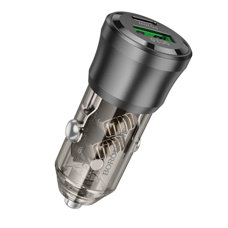 Автомобільний зарядний пристрій BOROFONE BZ25 Journey PD38W(1C1A) car charger Transparent Black (6941991106965)