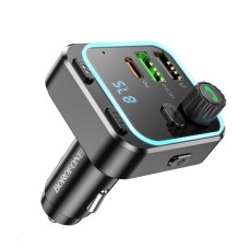 АЗП з FM-модулятором BOROFONE BC53 Highway PD20W+QC3.0 car BT FM transmitter 18W Black (6941991108457)