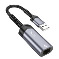 Кабель-перехідник HOCO UA26 USB ethernet adapter(100 Mbps) Metal Gray (6942007611954 )