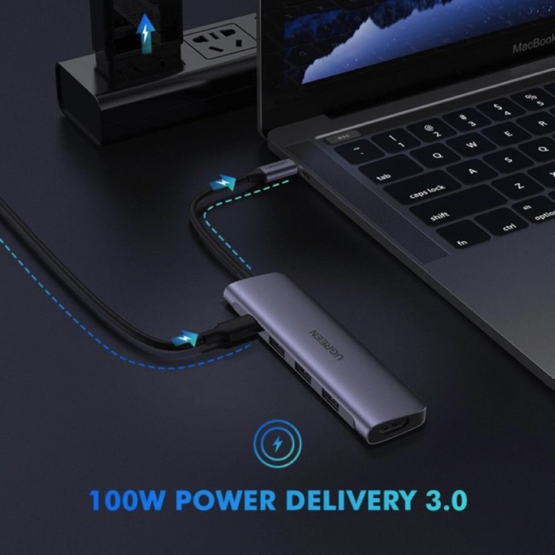 Хаб UGREEN CM136 USB Type C to HDMI + USB 3.0*3 + PD Power Converter (UGR-50209) (UGR-50209)