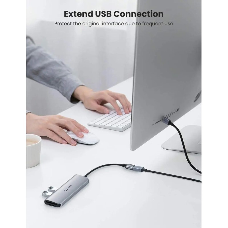 Кабель UGREEN US115 USB 3.0 Extension Cable Aluminum Case 0.5m (Black)(UGR-10494) (UGR-10494)