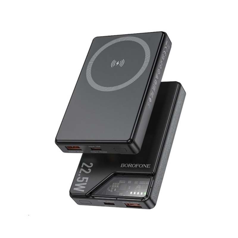 Зовнішній акумулятор BOROFONE BJ49 Astute 22.5W+PD20W fully compatible magnetic power bank(10000mAh) Black (6941991109898)