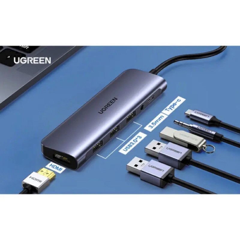 Хаб UGREEN CM136 USB-C Multifunction Adapter (Space Gray)(UGR-70495) (UGR-70495)