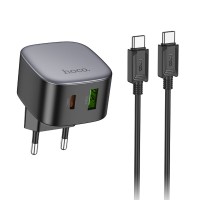 Мережевий зарядний пристрій HOCO CS32A Rise PD20W+QC3.0 charger set(Type-C to Type-C) Black (6942007617475 )