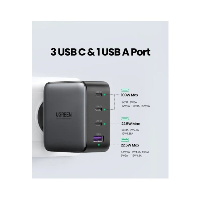 Зарядний пристрій UGREEN CD226 100W GaN Fast Charger with 100W USB-C Cable(UGR-90575) (UGR-90575)