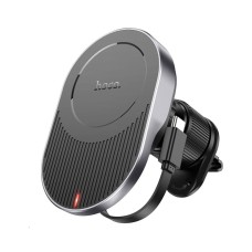 Тримач для мобільного з БЗП HOCO HW12 Guardian magnetic wireless fast charging car holder(air outlet) Black Gray (6942007613248)