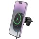 Тримач для мобільного з БЗП HOCO HW12 Guardian magnetic wireless fast charging car holder(air outlet) Black Gray (6942007613248)