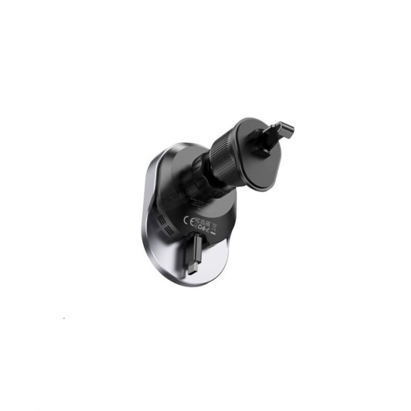Тримач для мобільного з БЗП HOCO HW12 Guardian magnetic wireless fast charging car holder(air outlet) Black Gray (6942007613248)