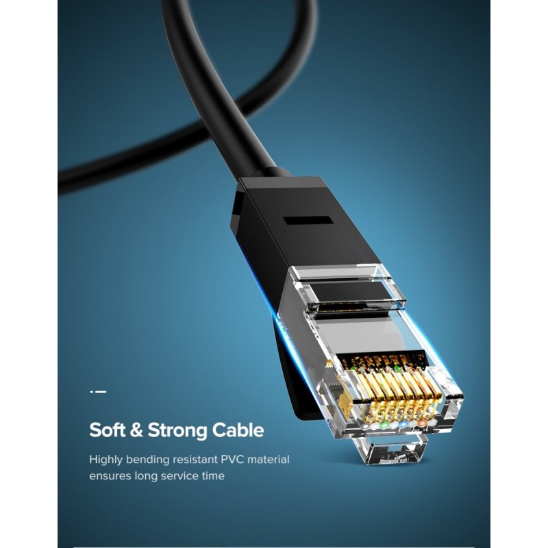 Кабель UGREEN NW102 Cat 6 U/UTP Lan Cable 3m (Black)(UGR-20161) (UGR-20161)