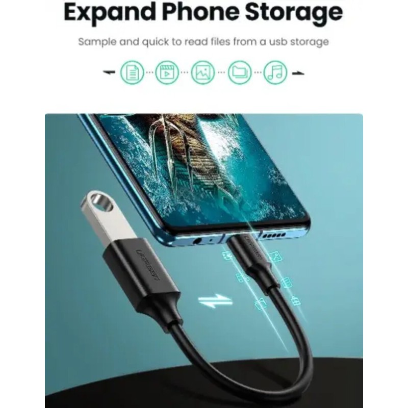 Кабель UGREEN US154 USB-C Male to USB 3.0 A Female Cable (Black)(UGR-30701) (UGR-30701)