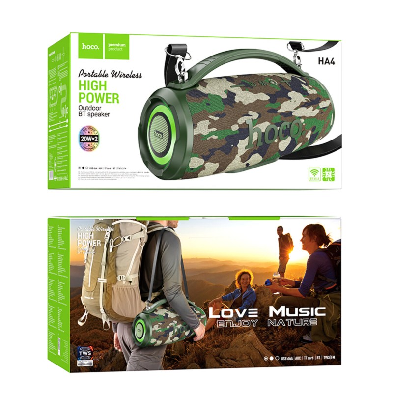 Портативна колонка HOCO HA4 Surge outdoor BT speaker Camouflage Green (6942007612272 )