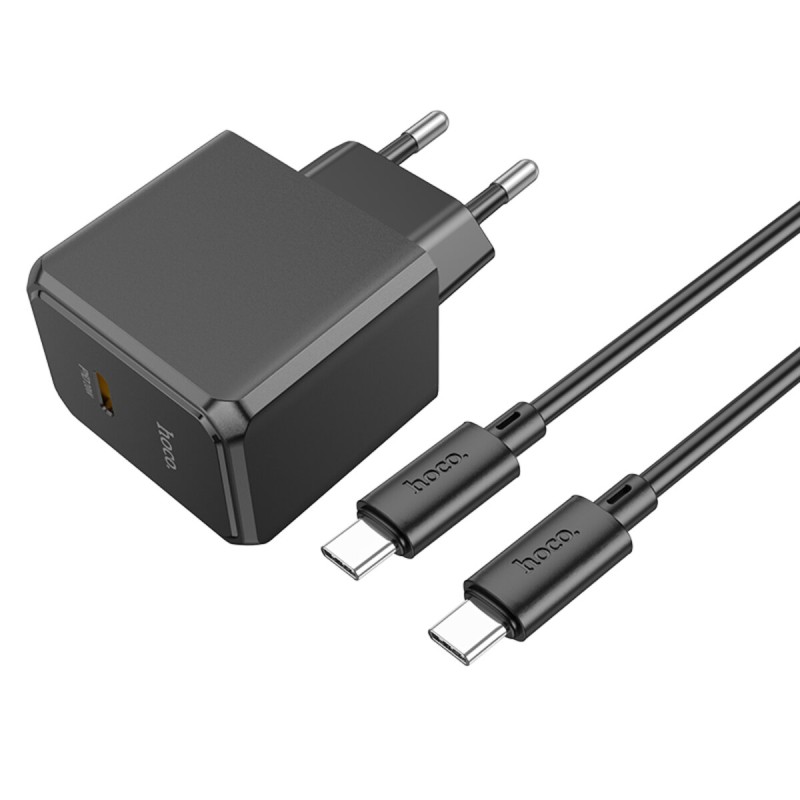 Мережевий зарядний пристрій HOCO CS13A Ocean single port PD20W charger set(Type-C to Type-C) Black (6942007603843 )