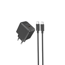 Мережевий зарядний пристрій HOCO CS13A Ocean single port PD20W charger set(Type-C to Type-C) Black (6942007603843 )