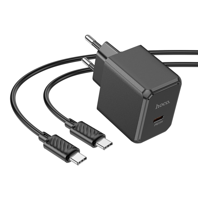 Мережевий зарядний пристрій HOCO CS13A Ocean single port PD20W charger set(Type-C to Type-C) Black (6942007603843 )