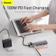 USB-Hub Baseus Metal Gleam Series 9-in-1 Multifunctional Type-C HUB Docking Station Space Gray（Type-C to HDMI*1+USB3.0*3+PD*1+RJ45*1+SD/TF*1+VGA*1) (CAHUB-CU0G)