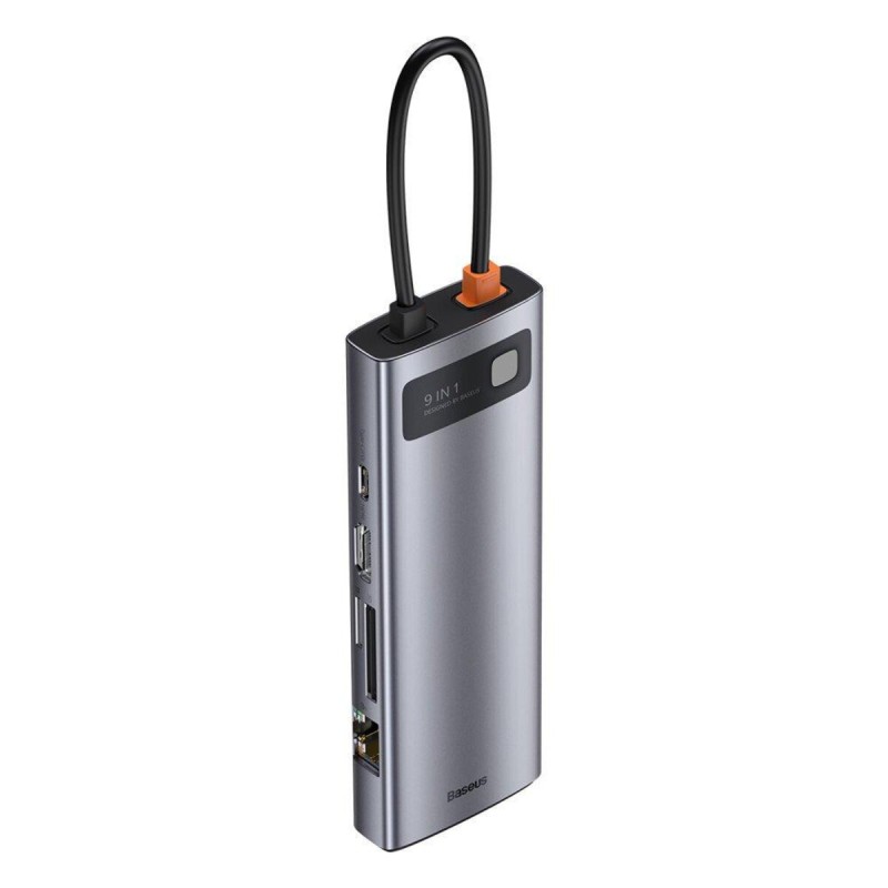 USB-Hub Baseus Metal Gleam Series 9-in-1 Multifunctional Type-C HUB Docking Station Space Gray（Type-C to HDMI*1+USB3.0*3+PD*1+RJ45*1+SD/TF*1+VGA*1) (CAHUB-CU0G)