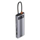 USB-Hub Baseus Metal Gleam Series 9-in-1 Multifunctional Type-C HUB Docking Station Space Gray（Type-C to HDMI*1+USB3.0*3+PD*1+RJ45*1+SD/TF*1+VGA*1) (CAHUB-CU0G)