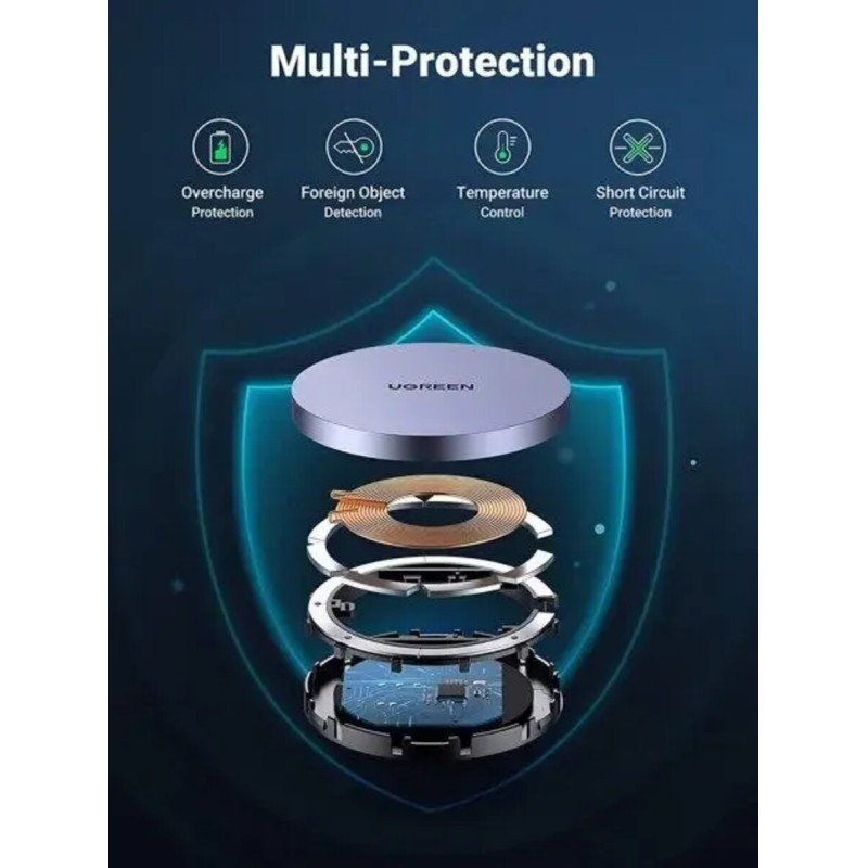 Бездротовий зарядний пристрій UGREEN CD245 Magnetic Wireless Charger 15W Max(UGR-30233) (UGR-30233)
