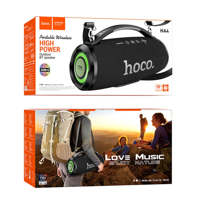 Портативна колонка HOCO HA4 Surge outdoor BT speaker Black (6942007612265 )