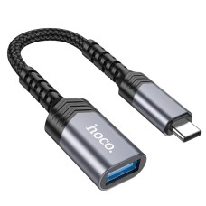 Кабель-перехідник HOCO UA24 Type-C male to USB female 3.0 converter Metal Gray (6942007608848 )
