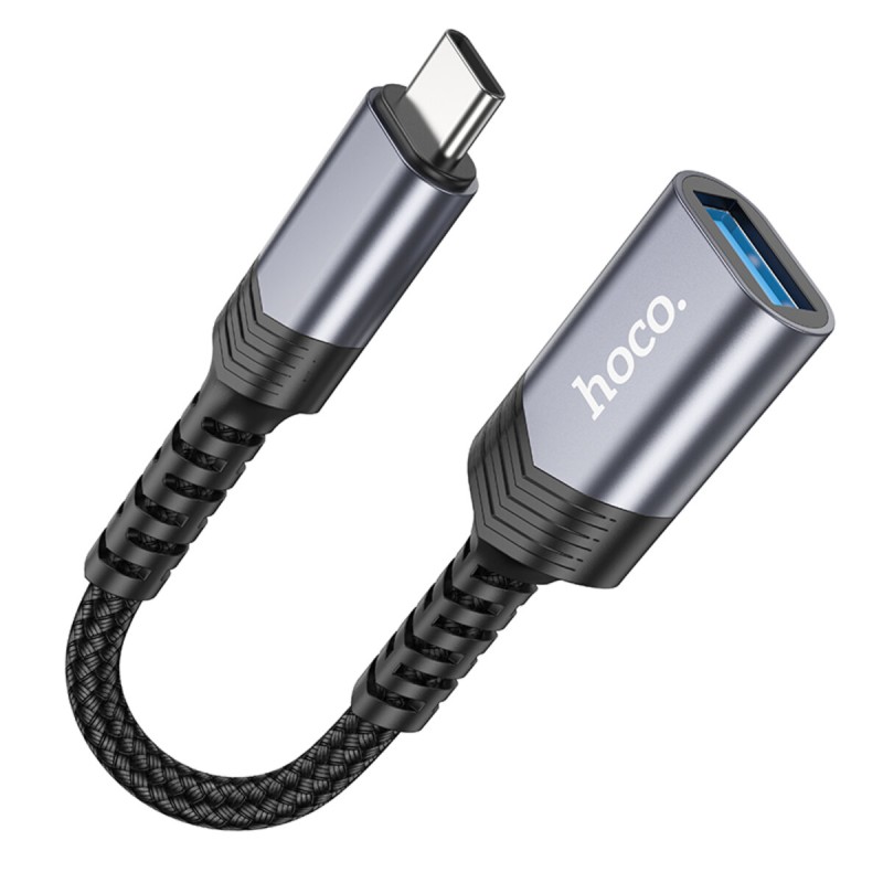 Кабель-перехідник HOCO UA24 Type-C male to USB female 3.0 converter Metal Gray (6942007608848 )