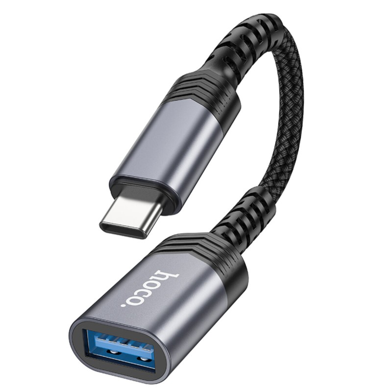 Кабель-перехідник HOCO UA24 Type-C male to USB female 3.0 converter Metal Gray (6942007608848 )
