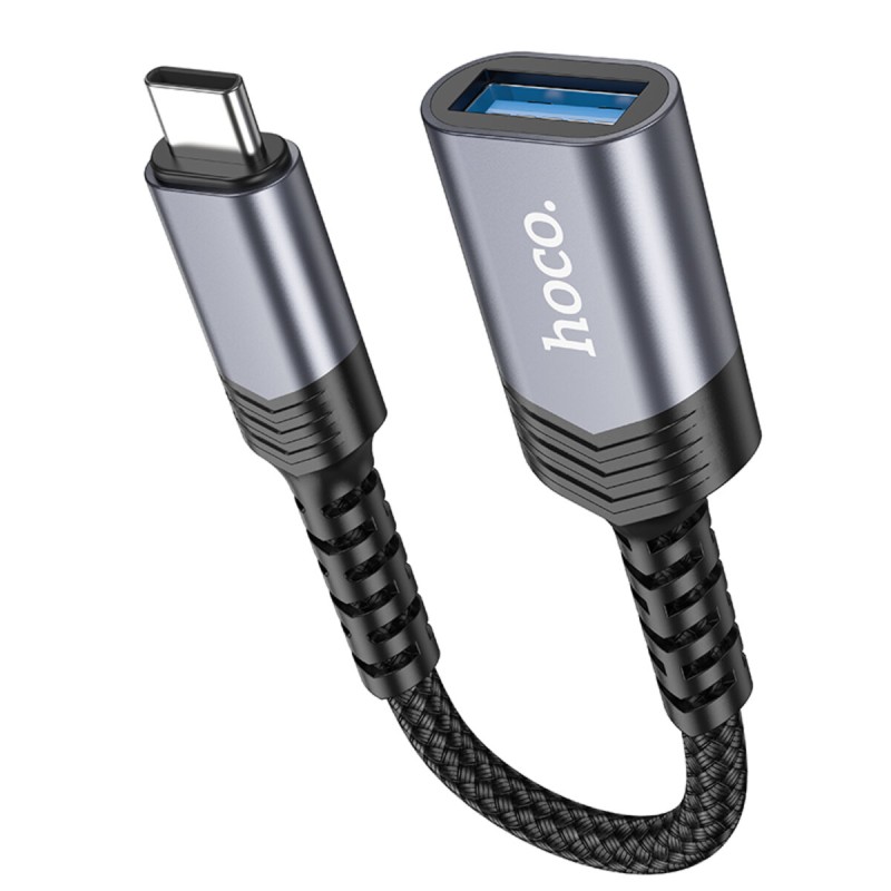 Кабель-перехідник HOCO UA24 Type-C male to USB female 3.0 converter Metal Gray (6942007608848 )
