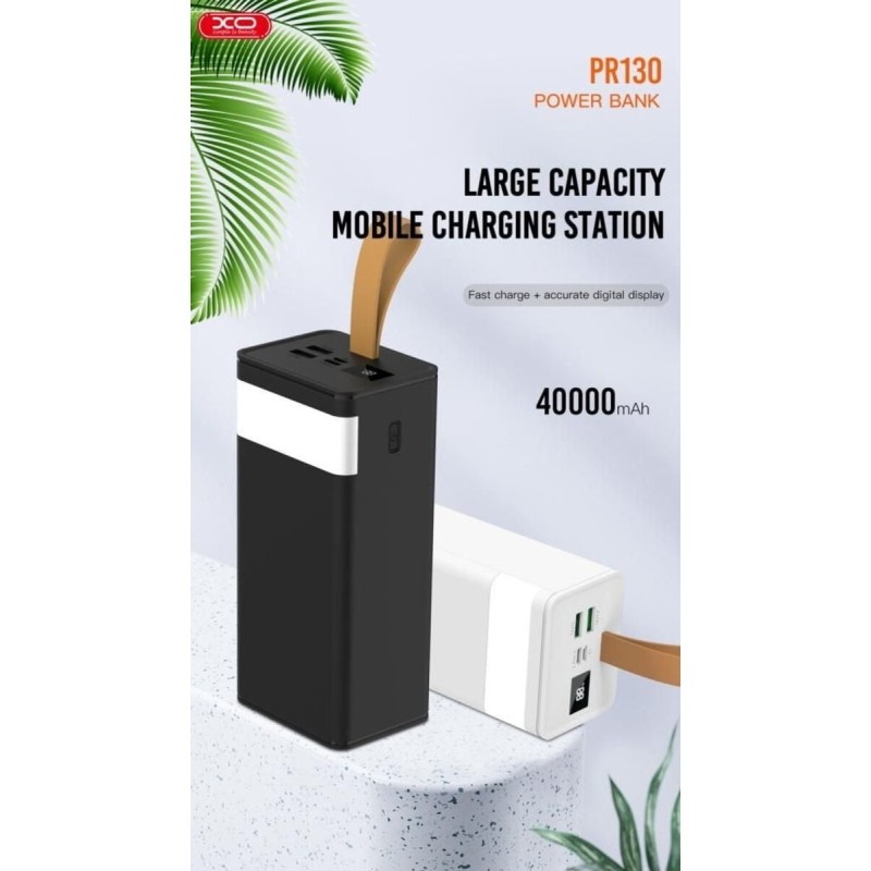 Зовнішній акумулятор XO PR130 40000mAh PD20W+USB QC 22.5W Black (6920680876846)