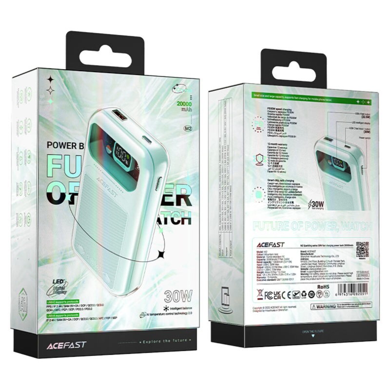 Зовнішній акумулятор ACEFAST M2-20000 Exploration series 30W fast charging power bank Mountain Mist (6974316282051)