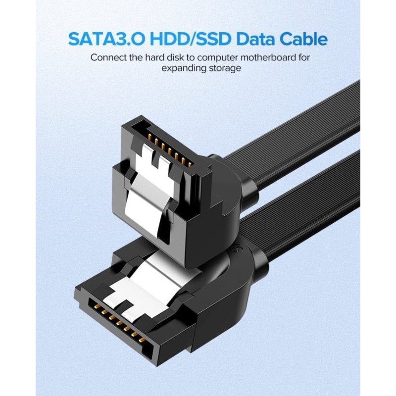 Кабель UGREEN US217 Angled SATA 3 Data Cable 0.5m (Black)(UGR-30797) (UGR-30797)