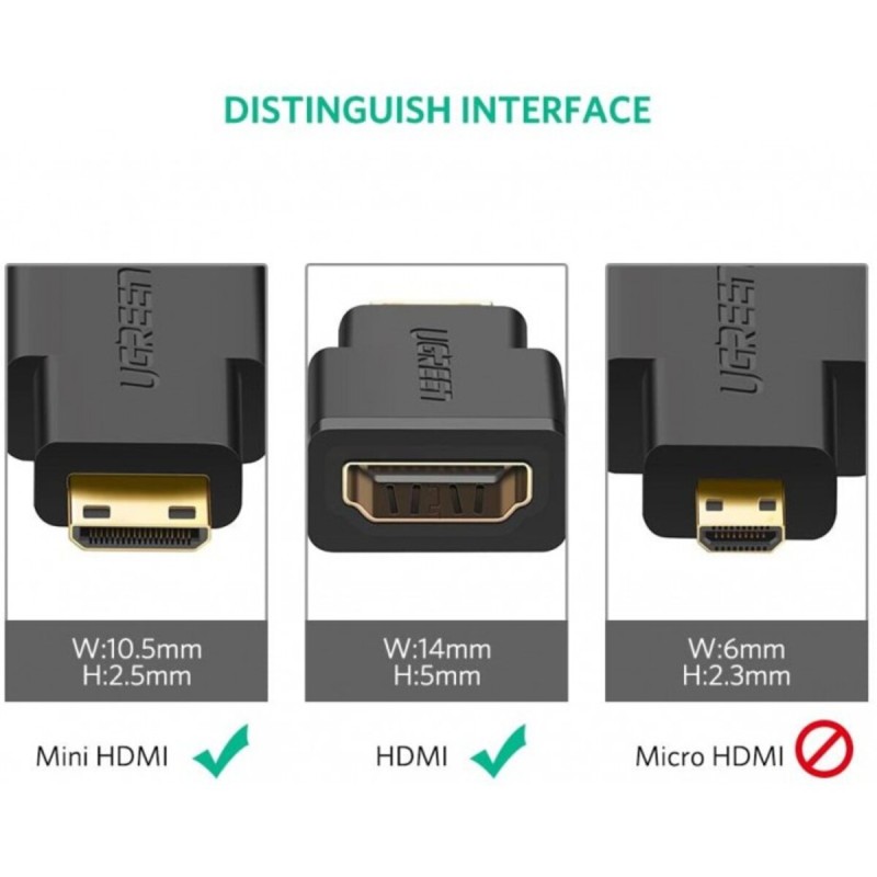 Адаптер UGREEN Mini HDMI Male to HDMI Female Adapter (Black)(UGR-20101) (UGR-20101)