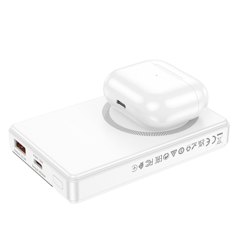 Зовнішній акумулятор BOROFONE BJ49 Astute 22.5W+PD20W fully compatible magnetic power bank(10000mAh) White (6941991109904)