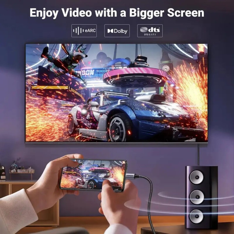 Кабель UGREEN CM556 USB-C to DisplayPort 8K Cable 1m(UGR-25157) (UGR-25157)