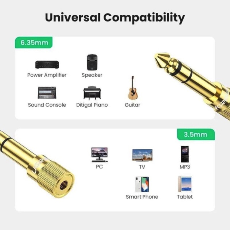 Перехідник UGREEN 6.5mm Male to 3.5mm Female Adapter(UGR-20503) (UGR-20503)