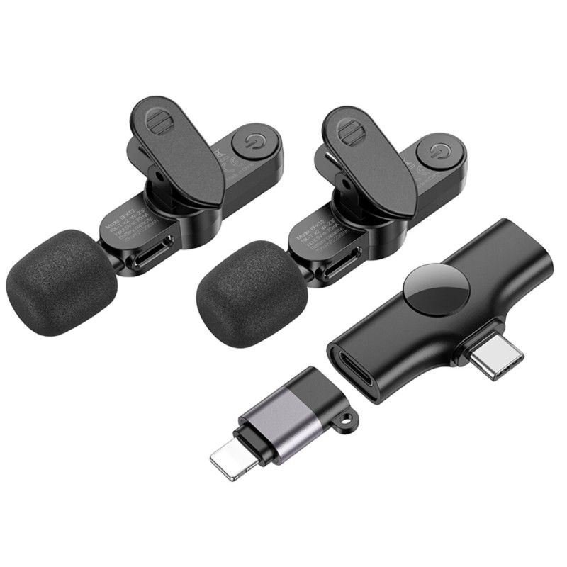 Мікрофон-петличка BOROFONE BFK12 Trophy lavalier wireless digital microphone(iP/Type-C) Black (6941991106408)