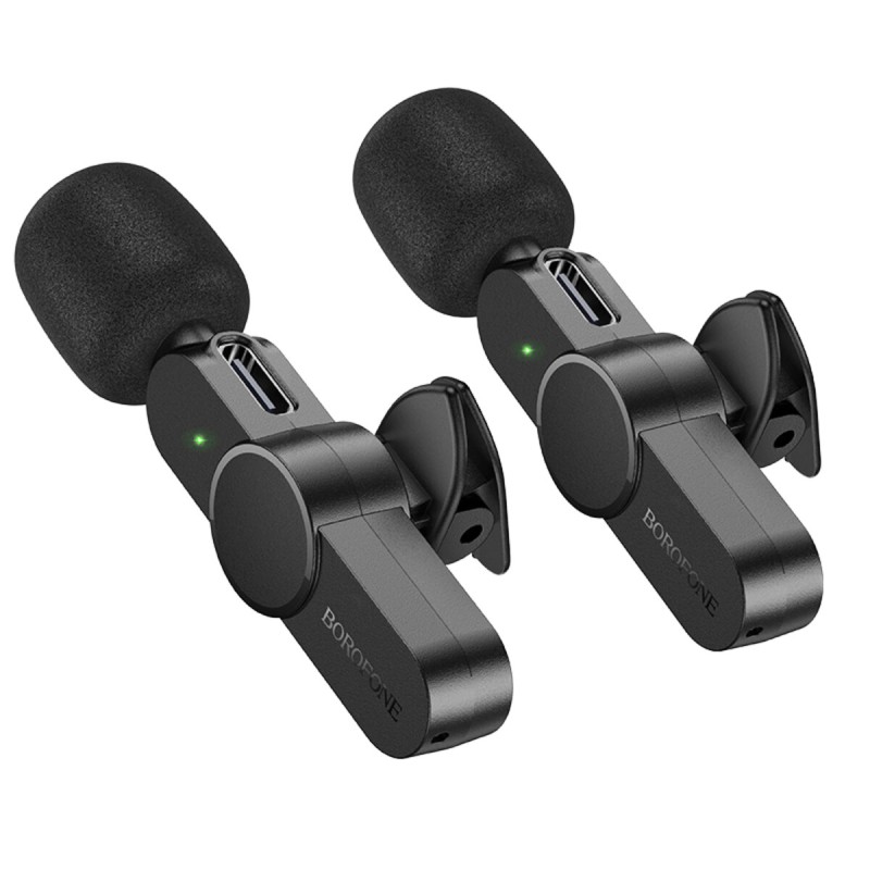 Мікрофон-петличка BOROFONE BFK12 Trophy lavalier wireless digital microphone(iP/Type-C) Black (6941991106408)