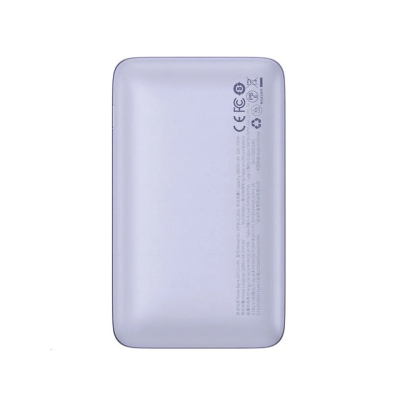Зовнішній акумулятор Baseus Bipow Pro Digital Display Fast Charge Power Bank 20000mAh 22.5W Purple (PPBD030005)