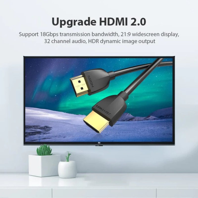 Кабель Тонкий HDMI Vention Slim Portable HDMI 2,0 - 3M. Black (AAIBI)