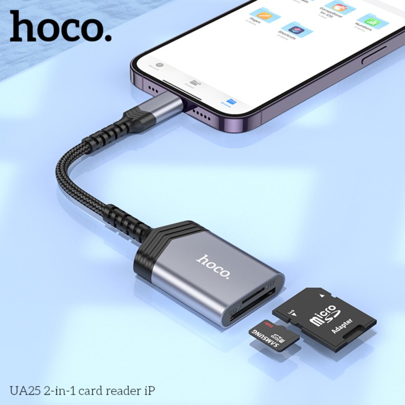 Кардрідер HOCO UA25 2-in-1 card reader iP Metal Gray (6942007608855 )